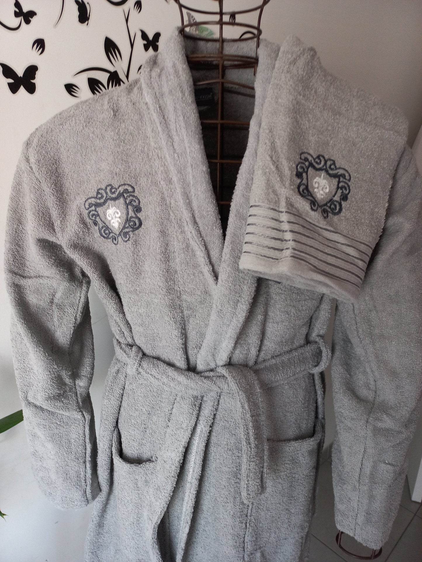 Peignoir Homme + Serviette Gris