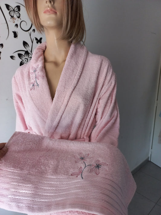 Peignoir Femme + Serviette rose